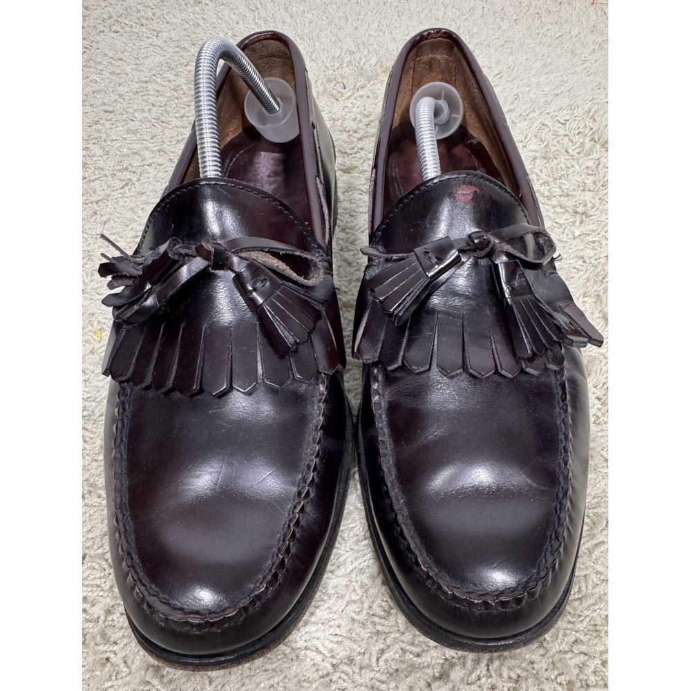 VTG LL Bean Kiltie Tassel Loafers Burgundy Leather Slip On Men's 12 Preppy Money